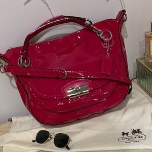 Coach Kristin Patent Leather Round Satchel in Raspberry Shoulder crossbody NWT